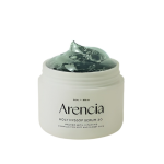 Пакување од 50g на Arencia Holy Hyssop Serum 30 со зелена гел-текстура, идеален за осветлување на тенот и намалување на флеки од акни. 50g jar of Arencia Holy Hyssop Serum 30 with green gel texture, ideal for brightening skin tone and reducing acne spots.