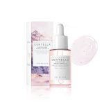 SKIN1004 Madagascar Centella Poremizing Fresh Ampoule 50ml – ампула за стеснување на порите со Хималајска розева сол и 9 пептиди, прикажана со кутија и текстурата на производот. SKIN1004 Madagascar Centella Poremizing Fresh Ampoule 50ml – pore minimizing ampoule with Himalayan pink salt and 9 peptides, shown with packaging and product texture.