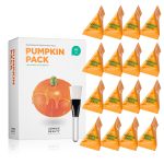 Сет маски за лице Zombie Beauty Pumpkin Pack од SKIN1004 со 12 индивидуално пакувани ќесички и четка за нанесување, наменет за хидратација и нега на кожата. Zombie Beauty Pumpkin Pack by SKIN1004 – facial mask set with 12 individually packed sachets and an application brush, designed for moisturizing and nourishing the skin.